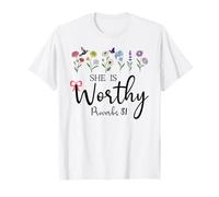 She is Worthy Proverbs 31 Christian Bible Verse God Quote T-Shirt