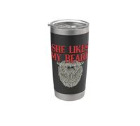 She Likes My Beard Humour Manly Humour Masculine Dad Blagues Gobelet isotherme en acier inoxydable double paroi