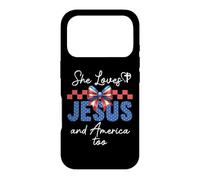 She Loves Jesus & America Too Girls Christian American Flag Coque pour iPhone 17 Pro