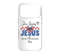She Loves Jesus & America Too Women Christian American Flag Coque pour iPhone 17 Pro