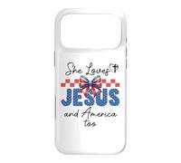 She Loves Jesus & America Too Women Christian American Flag Coque pour iPhone 17 Pro Max