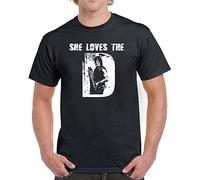 She Loves The D Mens T-Shirt Daryl Zombie Walking TV Show Dead Redneck Rude Black Manches Courtes(X-Large)