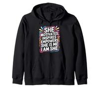 She Motivates Inspires Empowers She is Me I Am She - Sweat à Capuche