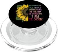 She Whispered I Am The Storm Cute Sunflower Art Women PopSockets PopGrip pour MagSafe