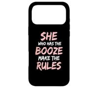 She Who Has The Booze Make Rules Funny Bartender Women Coque pour iPhone 17 Pro Max