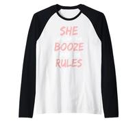 She Who Has The Booze Make Rules Funny Bartender Women Manche Raglan