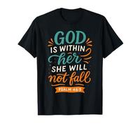 She Will Not Fall Psaume 46 5 - Verset biblique Vintage chrétien T-Shirt