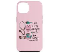 She Works Willingly with Her Hands for Pink Nurse Girlfriend Coque pour iPhone 13