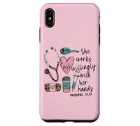 She Works Willingly with Her Hands for Pink Nurse Girlfriend Coque pour iPhone XS Max