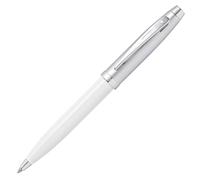 Sheaffer 100 E2932451-30 Refillable Plastic Ballpoint Pen With Nickel-Plated Appointments, Medium Point, Includes Premium Gift Box And Black Cartridge, 1 Pack, White/Lacquer