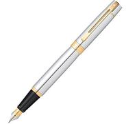 Sheaffer 300 Chrome Fountain Pen with Gold Tone Trim and Fine Nib