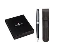 Sheaffer 300 Stylo noir brillant avec bordure chromée et pochette assortie (stylo à bille)