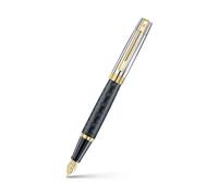 Sheaffer 300 Stylo plume | Corps noir mat gravé E9347 et capuchon chromé brillant avec bordures PVD dorées | Pointe moyenne | Stylo plume de qualité supérieure