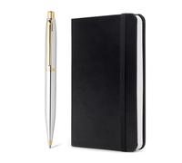 Sheaffer Coffret cadeau VFM 9422 Stylo à bille en chrome poli avec petit carnet et bordures plaquées or