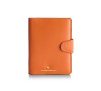 Sheaffer EIP Étui de passeport en cuir pleine fleur avec passant pour stylo et emblème en forme de cœur Orange