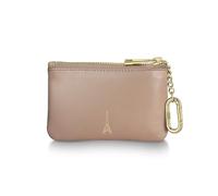 Sheaffer EIP Pochette en cuir pleine fleur avec fermeture éclair pour porte-clés avec emblème en forme de nœud Taupe
