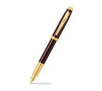 Sheaffer - Stylo plume Gift 100 9370 - Marron café brillant, bordure PVD dorée, pointe moyenne