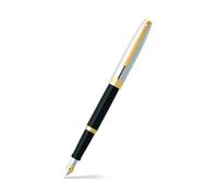 Sheaffer Sagaris Stylo plume pointe moyenne avec capuchon chrome et accents or (Noir)
