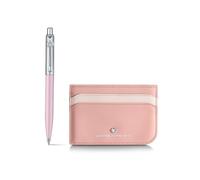 Sheaffer Sentinel Emily in Paris E321 Stylo à bille Rose mat Garnitures chromées Clip en forme de nœud Stylo à bille en cuir pleine fleur avec porte-cartes