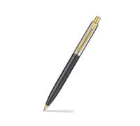 Sheaffer Sentinel Metal 334 Stylo à bille avec corps noir mat et capuchon en chrome brossé avec bordures dorées