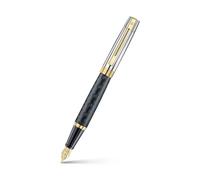 Sheaffer 300 Stylo plume | Corps noir mat gravé E9347 et capuchon chromé brillant avec bordures PVD dorées | Pointe fine | Stylo plume de qualité supérieure