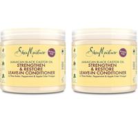 Sheamoisture Après-Shampooing Sans Rinçage Strengthen & Restore Pour Les Cheveux Bouclés, Traités Chimiquement Ou Coiffés À Chaud Huile De Ricin Noir De Jamaïque 2 X 431 Ml[Z1174]