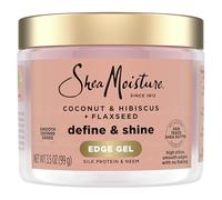 SHEA MOISTURE Gel de contrôle des bords aux graines de lin SheaMoisture pour cheveux bouclés, sans parabène, à la noix de coco et à l'hibiscus, 100