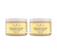 SheaMoisture Masque de Traitement pour les cheveux Strengthen & Restore pour les cheveux naturels, traités chimiquement ou coiffés à chaud Huile de ricin noir de Jamaïque 2 x 355 ml