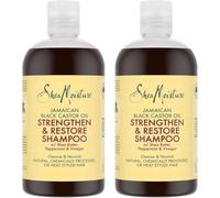 SheaMoisture Shampooing Strengthen & Restore hydratation ultime pour les cheveux naturels, traités chimiquement ou coiffés à chaud Huile de ricin noir de Jamaïque 2 x 384 ml