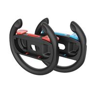 SHEAWA 2 PCS Steering Wheel Handle Set for Switch2 Controller - Racing Grips with Anti-Slip Pads (Black Red+Black Blue)
