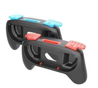 SHEAWA 2PCS Grip Handle Set Compatible with Switch 2 Console - Anti-Slip ABS Controller Grips with Non-Slip Texture (Black Red + Black Blue)