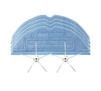 SHEAWA Lingettes de rechange pour balai à franges Roborock T7S Plus S7 (4 chiffons + 1 paire de brosses latérales pentagonales (blanc)