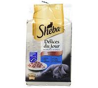 Sheba Délices du jour Sachets Fraîcheur pour Chat Adulte, Sélection aux Poissons en Sauce 6x50g - Pack de 12