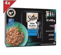 SHEBA 48 Sachets fraîcheur Sélection aux poissons en sauce pour chat 85g (4x12)