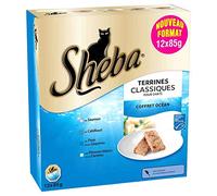 Sheba Barquettes en terrine aux Poissons pour Chat - La Boite de 12x85g