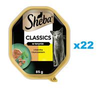 SHEBA Classics tray 22x85g nourriture complète humide pour chats adultes avec canard et poulet en terrine