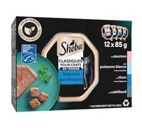 SHEBA® Classiques en terrine pour chat adulte Sélection aux Poissons barquettes 4 variétés 12x85g