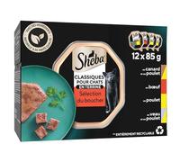 SHEBA® Classiques en terrine pour chat adulte Sélection du Boucher barquettes 4 variétés 12x85g