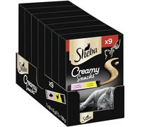 Sheba Creamy Snacks - Friandise crémeuse pour Chat au Poulet et au Saumon - Bâtonnets Pratiques à lécher à la Main - 7 x 9 x 12 g