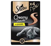 Sheba Creamy Snacks Friandises pour Chats - Snacks Au Poulet - Sachets fraîcheur 4 x 12g