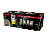 SHEBA Delicacy Poultry Flavours sachets 40x85g nourriture complète humide pour chats adultes en morceaux en gelée avec du canard, du poulet, de la volaille et de la dinde