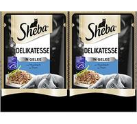 Sheba Délicatesse en gelée - Nourriture pour Chat de qualité supérieure en 24 sachets de Thon pour Chats Adultes - Aliment Complet - Lot de 2 (2 x 12 sachets de 85 g)