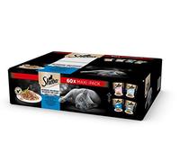 Sheba Délicatesses en gelée, Thon, Saumon, Poisson Blanc et morue, Nourriture Humide complète pour Chats Adultes, 60 sachets de 85 g