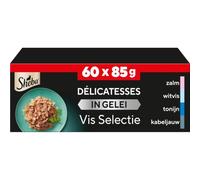 Sheba Délicatesses en gelée, Thon, Saumon, Poisson Blanc et morue, Nourriture Humide complète pour Chats Adultes, 60 sachets de 85 g