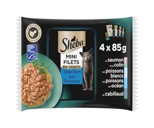 Sheba Délice Set de 13 Sachets Fraîcheur aux Poissons en Sauce pour Chat 85 g