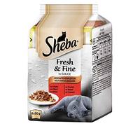 SHEBA Délices du Jour 6 Sachets Fraîcheur aux Viandes en Sauce pour Chat 50 g