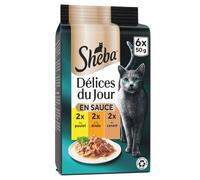 Sheba Délices du jour - Sachets Fraîcheur pour chat adulte, Sélection à la volaille en sauce, 6 sachets repas de 50g