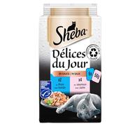 SHEBA Délices du Jour Sachets fraîcheur 12 x (6 x 50g) Sélection aux Poissons en Sauce