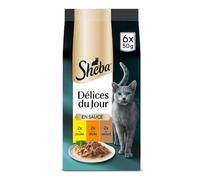 SHEBA Repas pour Chat - 72 Sachets Fraîcheur (Lot de 12 Packs 6x50g) - Pâtée en Sauce - Poulet / Dinde - Délices du Jour - Nourriture Complète & Equilibrée avec Ingrédients Naturels