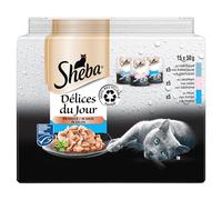 SHEBA Délices du Jour Sachets fraîcheur en sauce aux poissons pour chat 15x50g